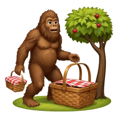 Make a sasquatch stealing from a picnic basket  sticker