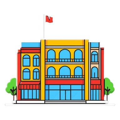 big department store with many shoppers sticker