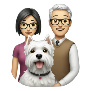 Man with glasses anda woman with a westie dog girl sticker