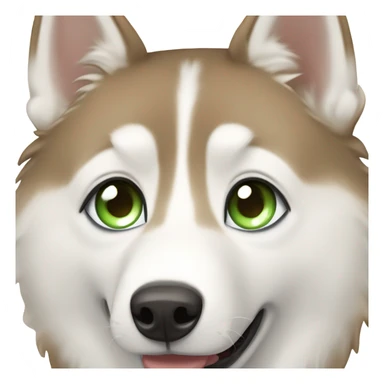 light brown and white husky with long eyelashes, one blue eye and one green eye sticker