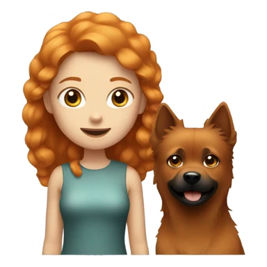 Ginger girl with black female spitz dog sticker