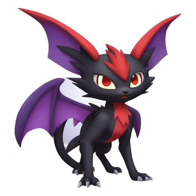  Black Red Purple Kawaii Cool Anime Nargacuga-Noivern-Noibat-Litten-Zorua-Zoroark-Fakemon-fusion full body sticker