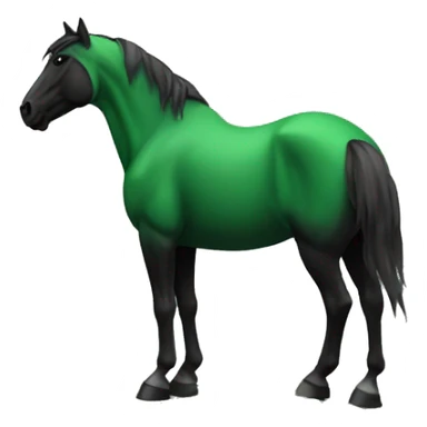 a green black horse on a mountain sticker