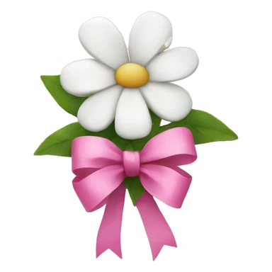 White flowers with Pink bow sticker