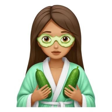 woman at the spa with cucumbers slices covering her eyes and tan skin tone with towel completely covering hair and robe on no hands showing sticker