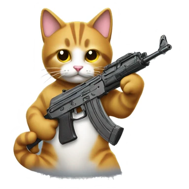a cat holdung an AK-47 sticker