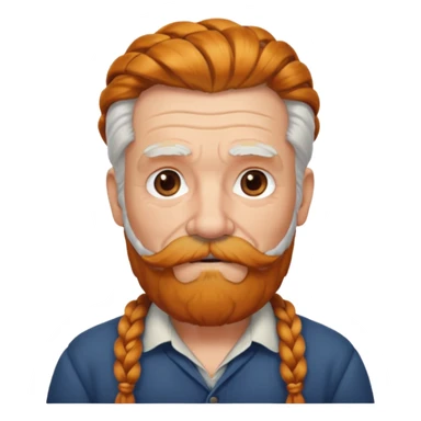 very old, white bearded and white mustached, ginger thick haired, braided, earringed sticker