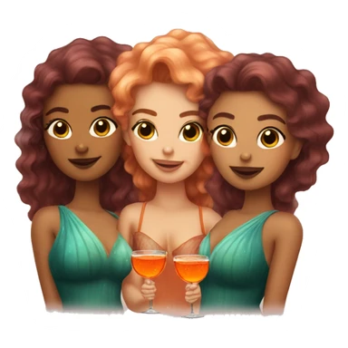 Three beautiful mermaids light skin drinking aperol sticker