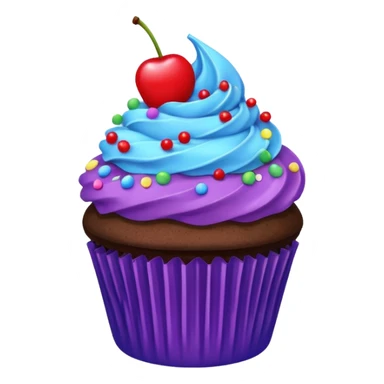 Chocolate Cupcake: blue cream, purple paper, sprinkles with cherry on top  sticker