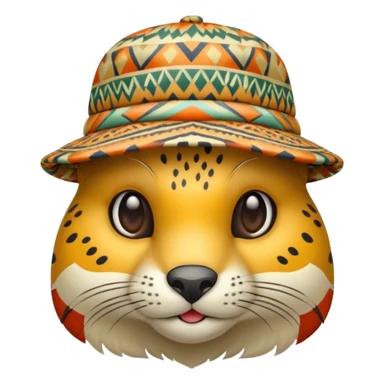 animal wearing patterned hat  sticker