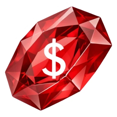 Red crystal with a $ drawn in the center of the crystal. sticker