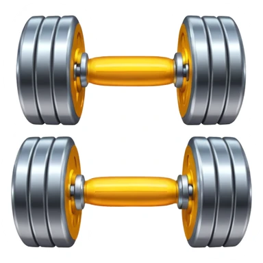 Two heavy dumbbells side by side with small power sparks sticker