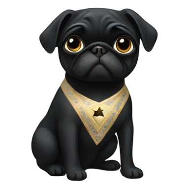 Black pug in a Jewish star dress sticker