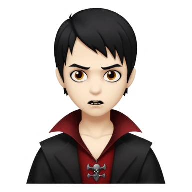Boy, Vampire, Black Hair, medium long, emo, dark, spooky, clear brown skin sticker