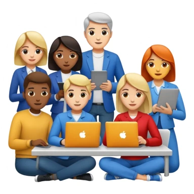 digital project, team collaborating online sticker