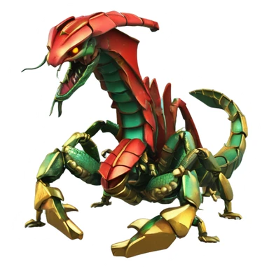 Dragon scorpion Black red gold green cyan rusty grunge effect scratched patina rat mouse scorpion tail stinger gangsta gangster hip hop gold chain mechanical cyborg pixel 3d render low poly sticker