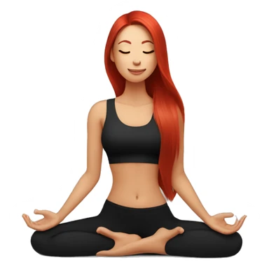  Inglés mujer con cabello rojo y largo haciendo yoga sentada con ropa de color negro woman with long red hair doing yoga sitting in black clothes sticker