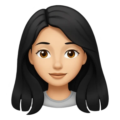 a happy woman smile, sleepy eyes with long black hair sticker