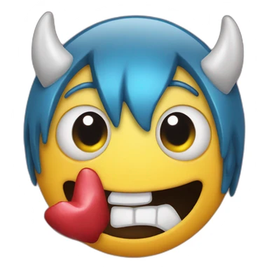 Hand on mouth giggle with devil ears  sticker