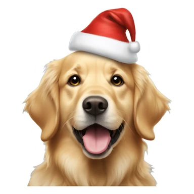 golden retriever wearing santa hat with tongue out  sticker