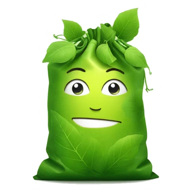 ecological bag with a cute face and hair made of green leaves sticker