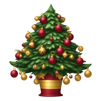 Christmas tree with wine red and gold ornaments  sticker