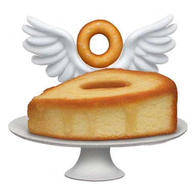 A piece of cake with an angel bagel on top. sticker