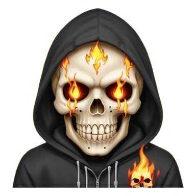 Bro I wanna skull with hoodie on the hoodie has to be on fire and I want matrix blood with the codes and weird numbers spilling out eyes and mouth almost give him a diamond grill in his mouth make it shinny where is the matrix symbols  sticker