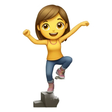 girl climbing hill and reaching star sticker