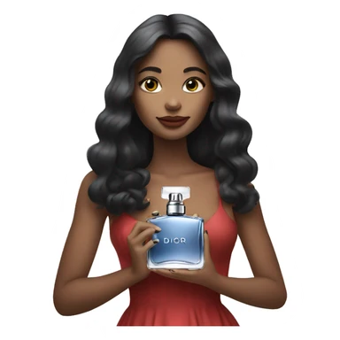 Girl holding Dior perfume bottle sticker