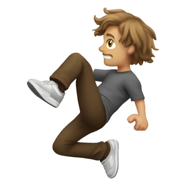 parkour white person, brown  middle part mid long hair, doing a backflip sticker