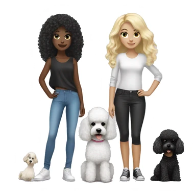 2 blonde girls with black and white poodle sticker
