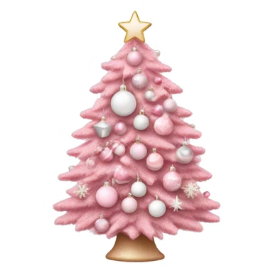 Pink pastel Christmas tree with pink and white ornaments  sticker