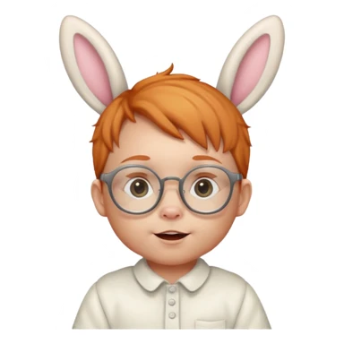 bunny ear wearing ginger small baby spectacled sticker