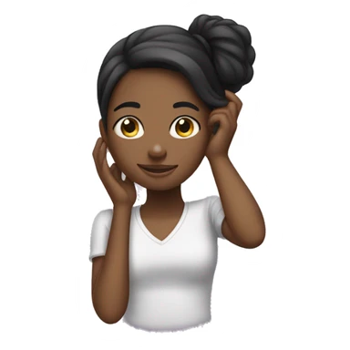 black girl putting her hair behind her ear shyly  sticker