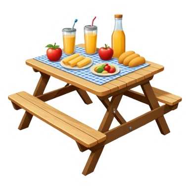 picnic table with food items on it sticker