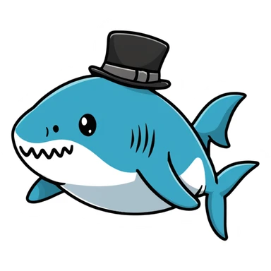 shark wearing a top hat sticker