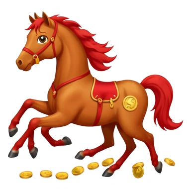 red horse and baby horse agressive running happiness money sticker