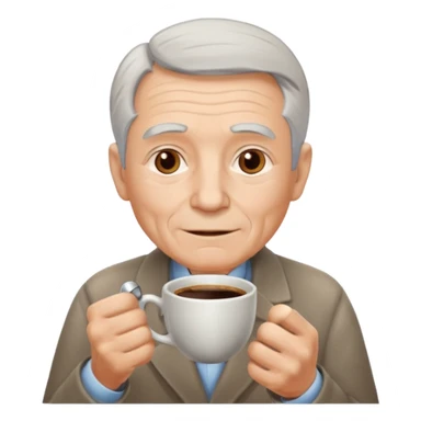 elderly with coffee men sticker