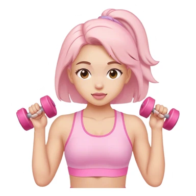 Girl gyming wearing all pastel pink sticker