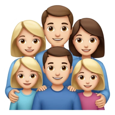 Happy family of 5: mom, dad, two sisters and brother sticker