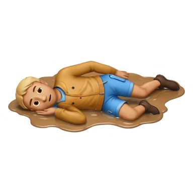 apple style emoji of a man who has fallen into a puddle, lying on his back sticker