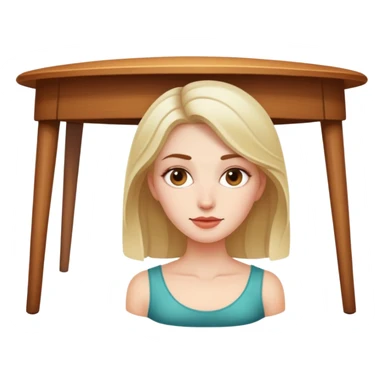 white woman under table sticker
