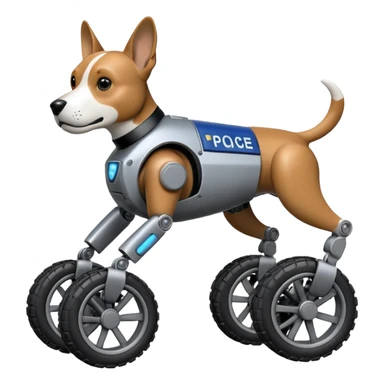 Very fast  jumping riot Boston Dynamics police robotic beagle Sherlock Holmes robodog with two off-road wheels per foot  sticker