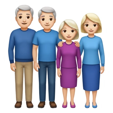 Boy, middle age, old age, old age women, middle age, girl. Standing side by side. sticker