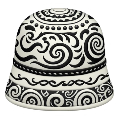 Tashkent style doppa hat with white background and black swirling patterns sticker