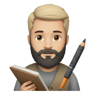 Bearded man with charcoal + sketchbook sticker