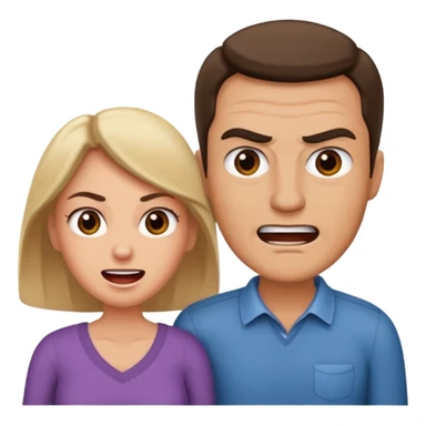 a man angrily moving his wife out the way she looks satisfied sticker