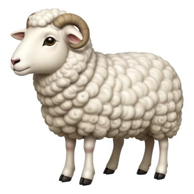 cinematic-[realistic sheep]-realistic-full-body-standing-emoji,-tail-flicking-lazily,-head-tilted-dramatically,-curly-[white]-fur,-simplified-yet-realistic-focused-features,-highly-detailed,-glowing-with-an-almost-sarcastic-glow sticker