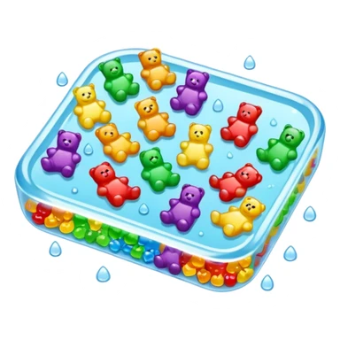 puddle with tiny rainbow clear gummy bears floating in it on their backs sticker
